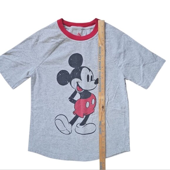Disney Parks Mickey Mouse Ringer Tee Men’s Small Gray Red Trim Classic Graphic - Picture 5 of 13